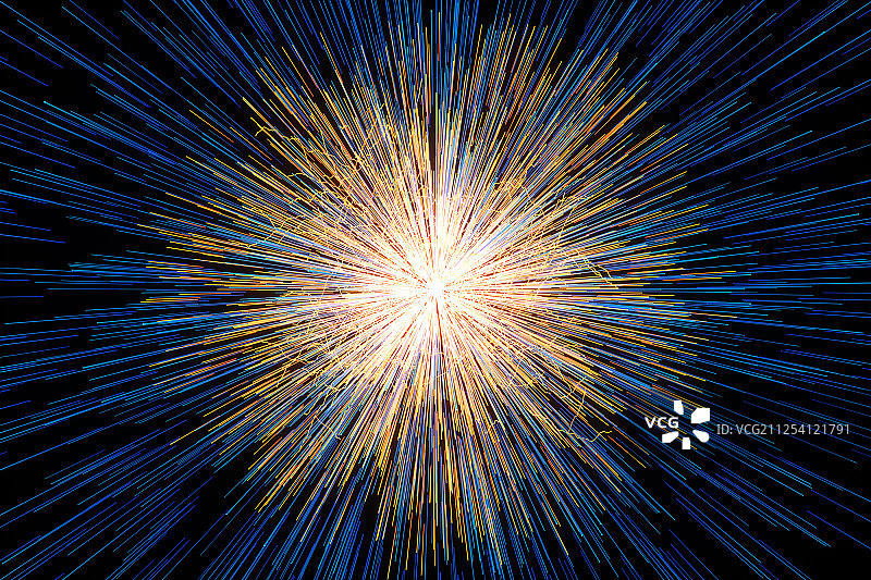 金色发散状线条背景 三维渲染图片素材