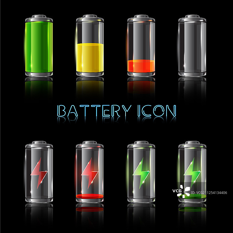 逼真图标集：电池电量指示器图片素材