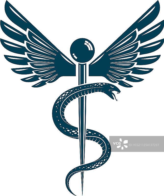 鸟翼构成的双蛇杖符号图片素材