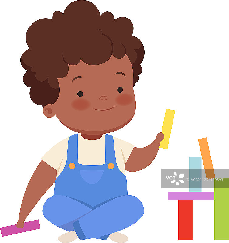 用彩色积木搭建的男孩图片素材