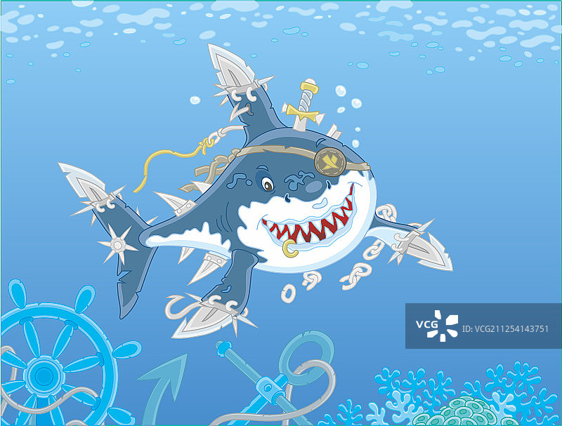 大白鲨海盗袭击图片素材