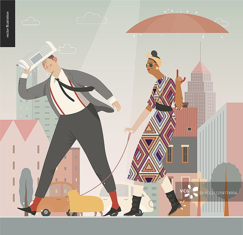 雨中行人图片素材