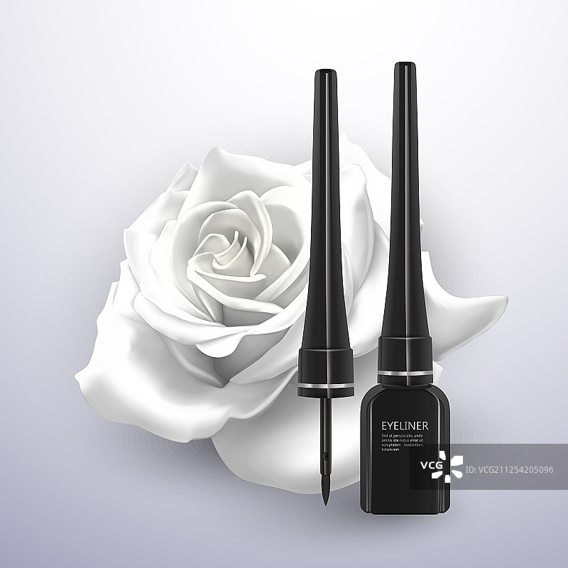 白色玫瑰上的黑色眼线图片素材