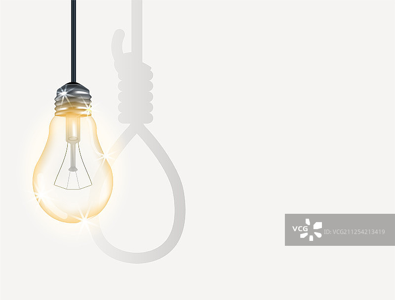 悬挂绳索的白炽灯泡图片素材