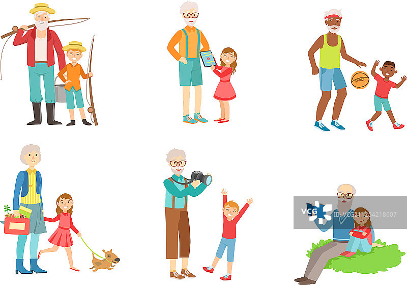 祖父母与孙辈共度时光图片素材