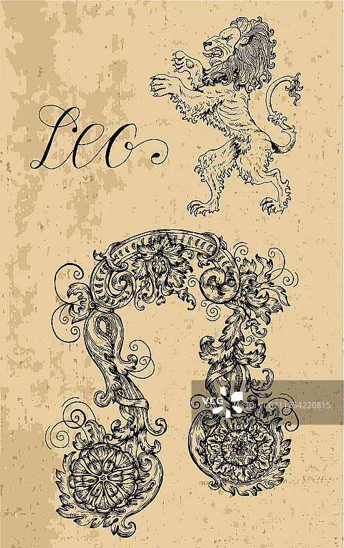 狮子座和奇幻吉祥物图片素材