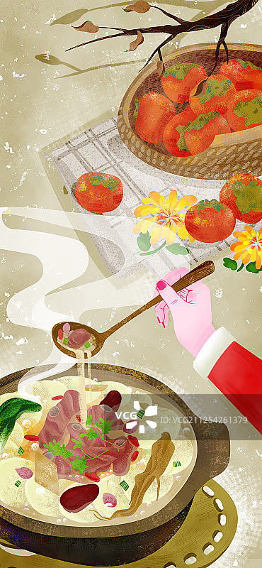 二十四节气-霜降-羊肉汤-手机壁纸图片素材