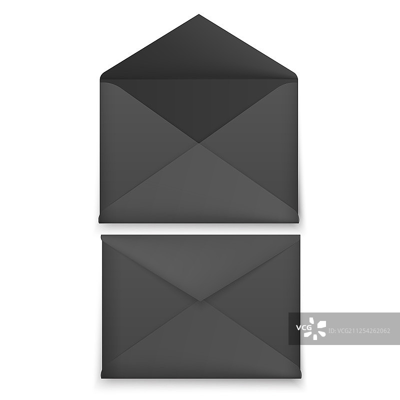 黑色已打开信封逼真模型套装图片素材