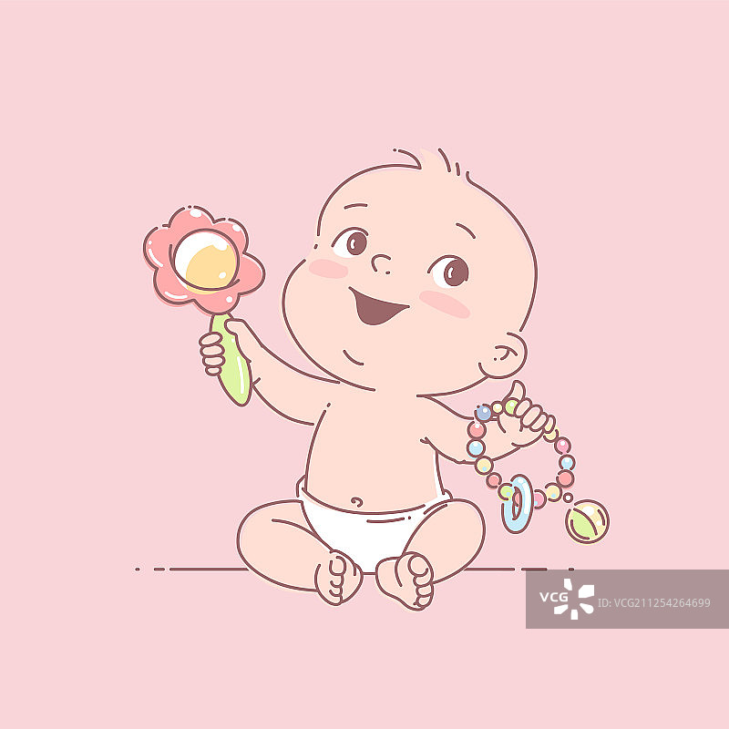 穿着尿布的宝宝玩耍图片素材