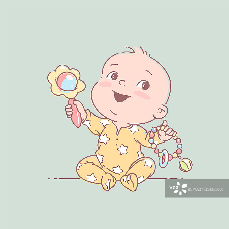穿着尿布的宝宝玩耍图片素材