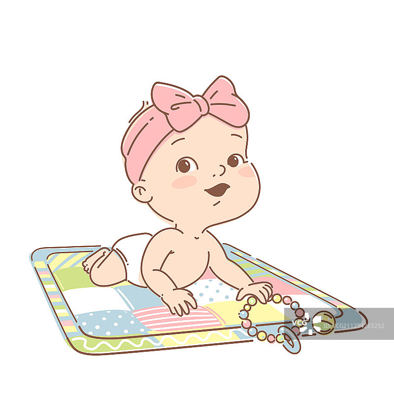 穿着尿布的可爱小女婴（3-12个月）图片素材