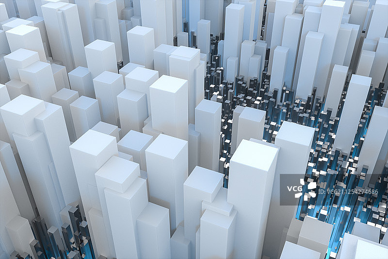 高低起伏的立方体构成的科技感场景 三维渲染图片素材