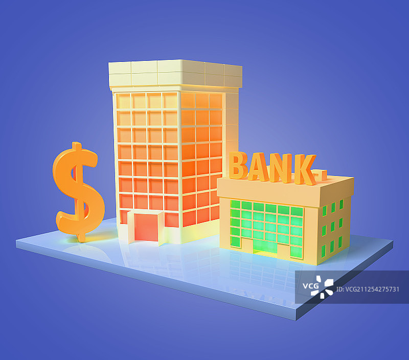 银行建筑三维图片素材