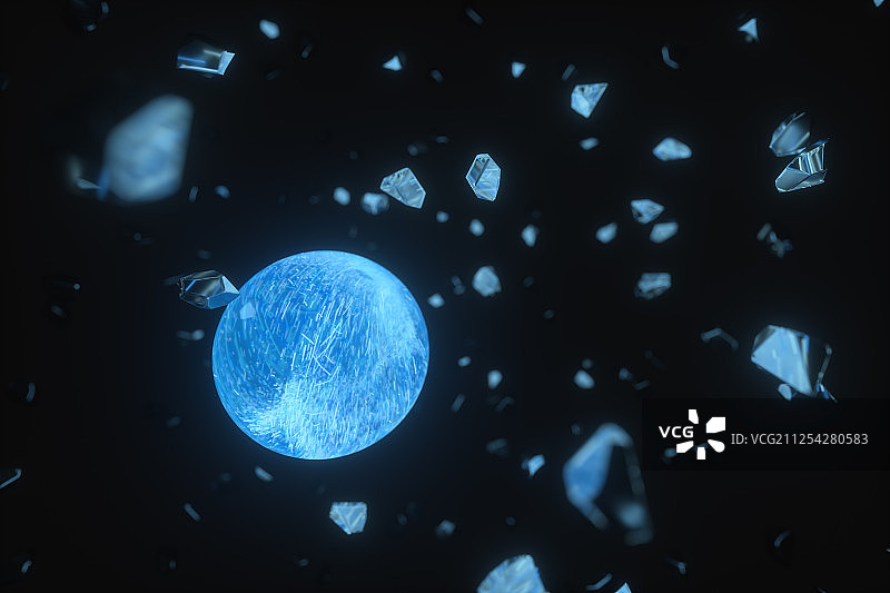 旋涡状旋转的发光粒子 三维渲染图片素材