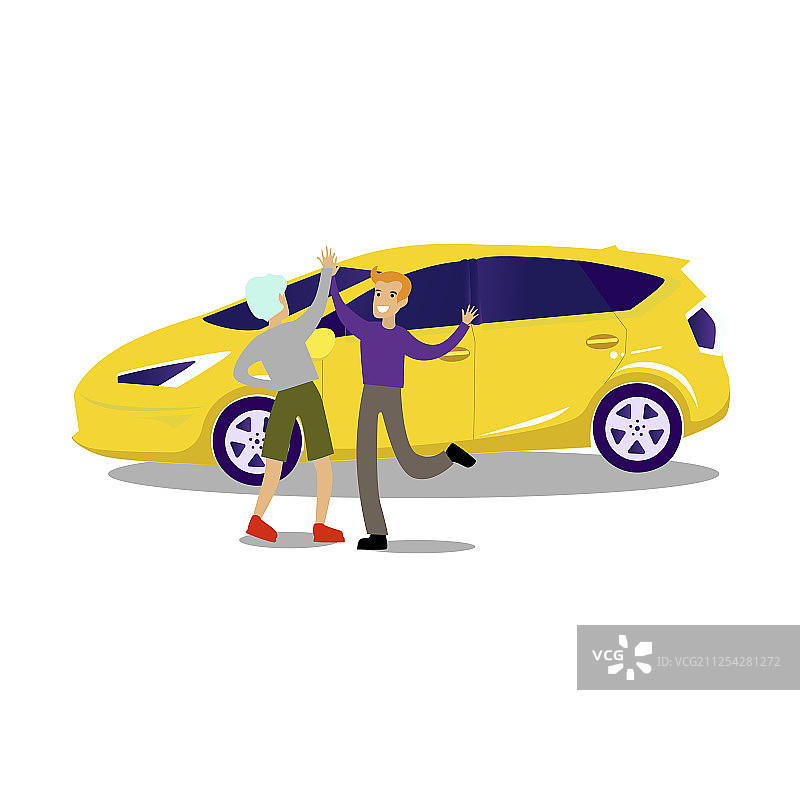 成功交易：男人购买新车图片素材