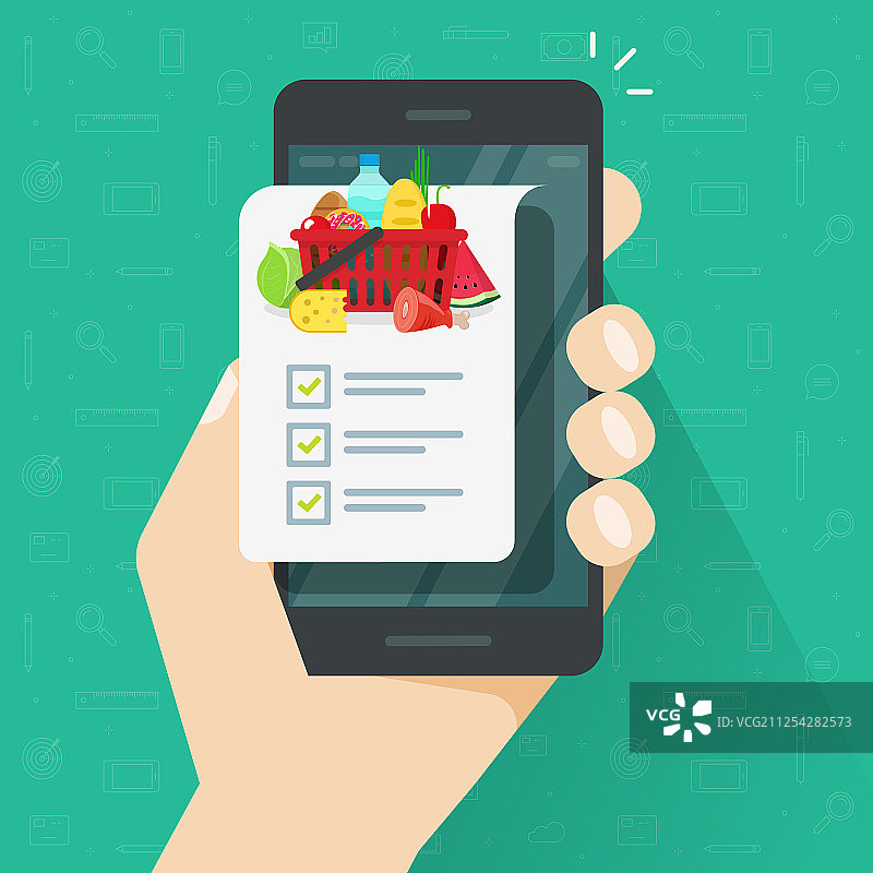 手机上的购物清单App图片素材