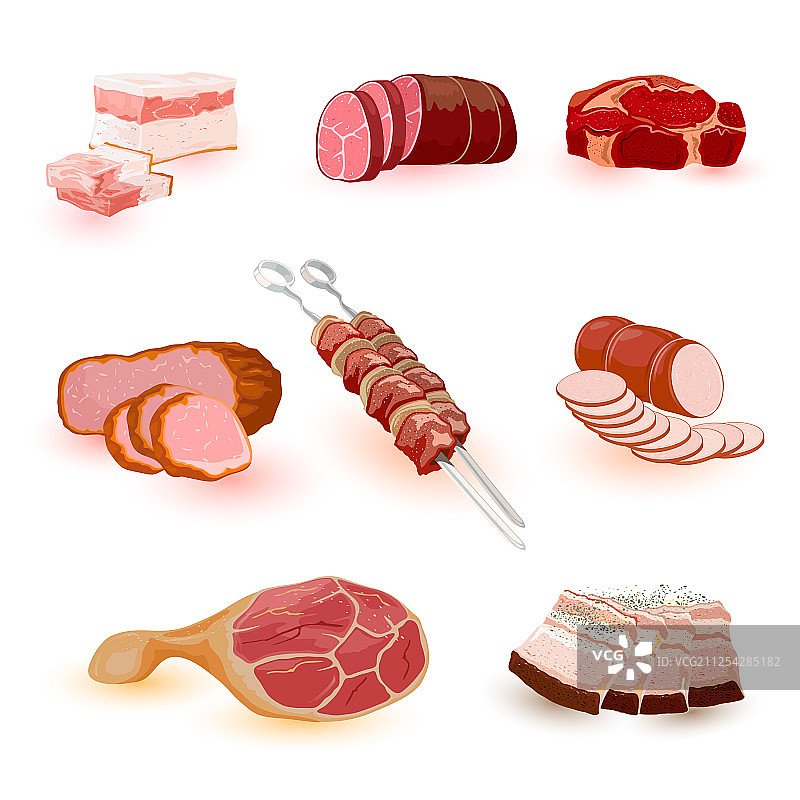 生肉和熟肉制品合集图片素材