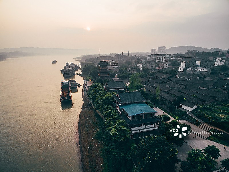 航拍四川宜宾李庄古镇图片素材