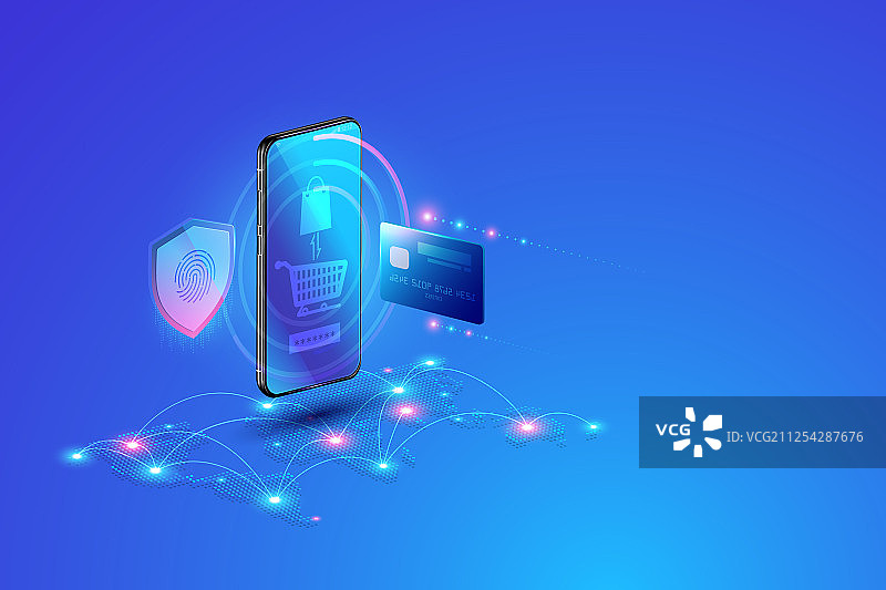 2.5D在线购物安全支付图片素材