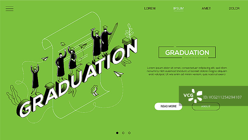 毕业典礼-线性设计风格2.5D网页图片素材