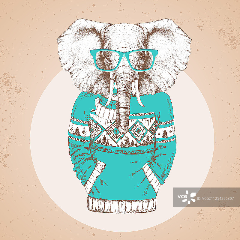 复古时尚风毛衣大象图片素材