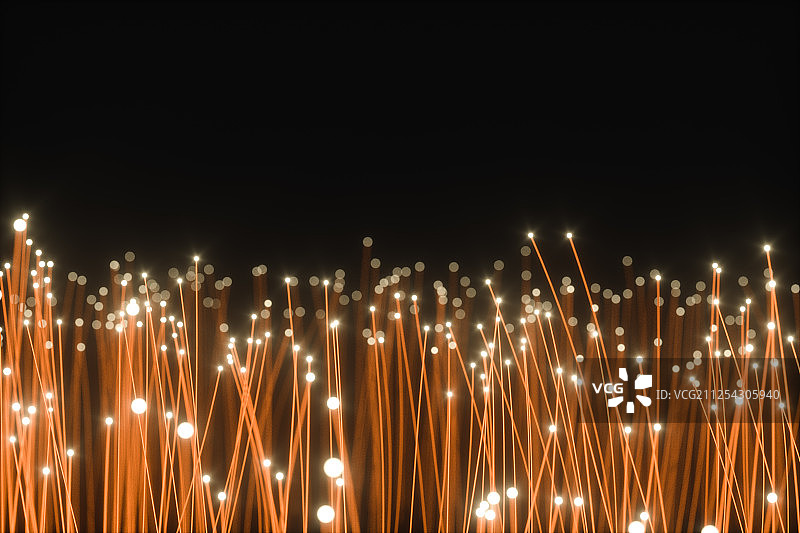 黑暗环境里的发光粒子 三维渲染图片素材