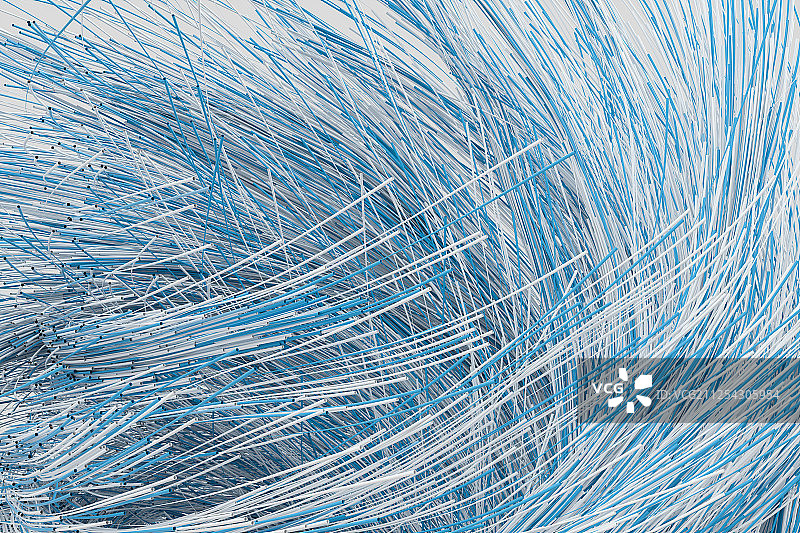 生长的粒子线条与浅色背景 三维渲染图片素材