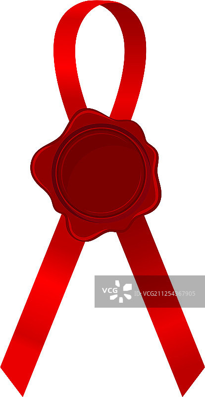 带空白位的窄亮红色缎带徽章图片素材