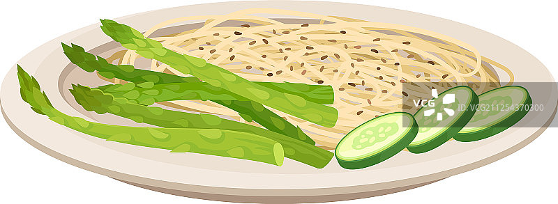 芦笋芝麻素食意面图片素材