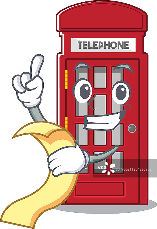 带菜单的卡通电话亭微缩模型图片素材