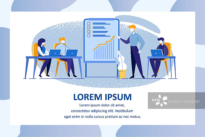 演示者讨论挂图上的柱状图图片素材