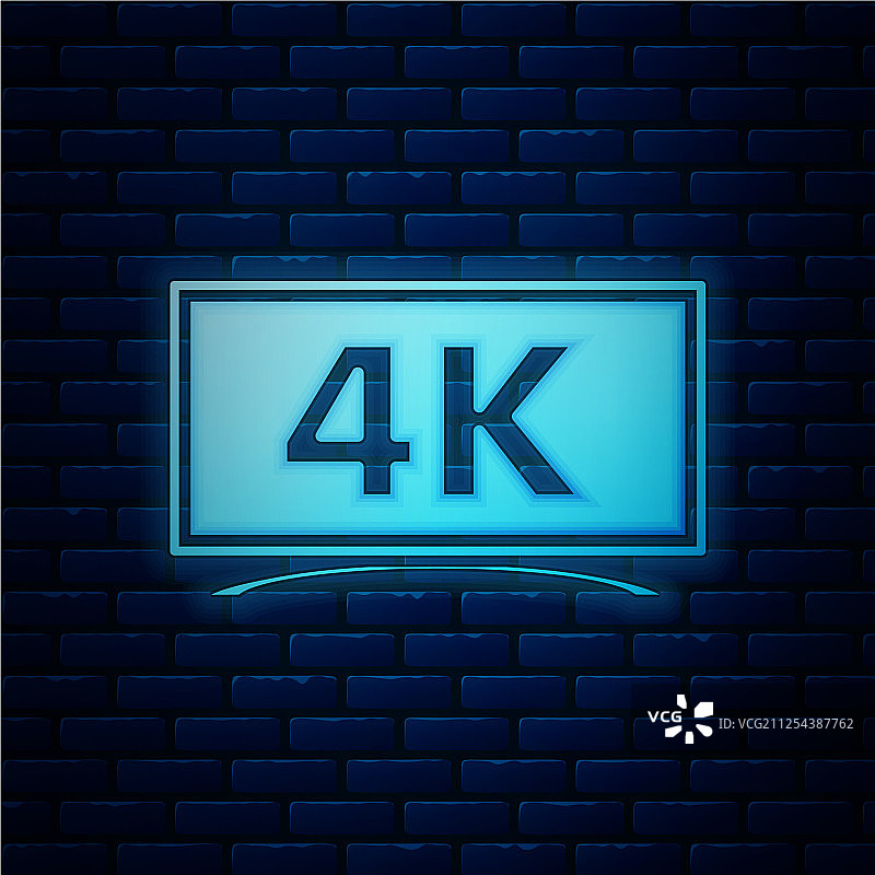 发光霓虹灯屏幕电视，支持4K超高清视频图片素材