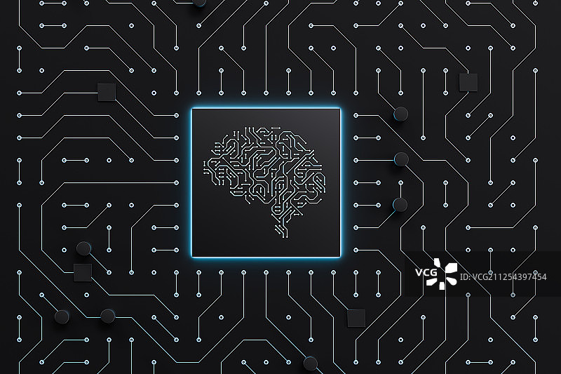 人工智能和大脑芯片图片素材