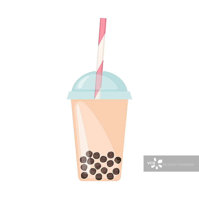 扁平风格的珍珠奶茶图标图片素材