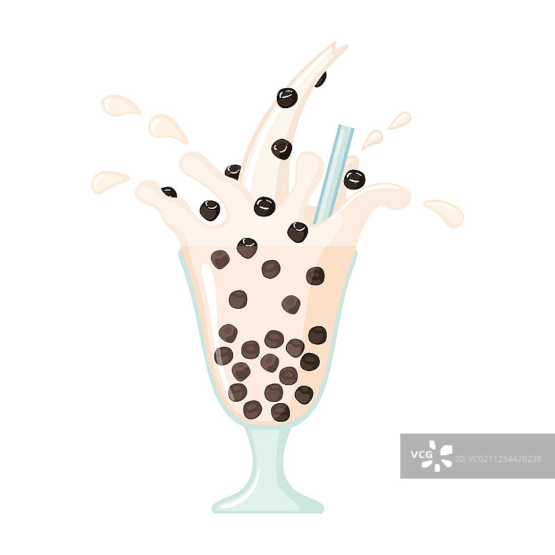 扁平风格的珍珠奶茶图标图片素材