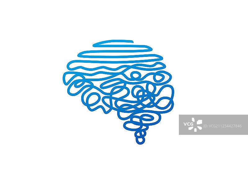 人脑形状的缠绕蓝色电线图片素材