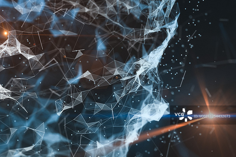 科技线条组成的人类头部模型 三维渲染图片素材