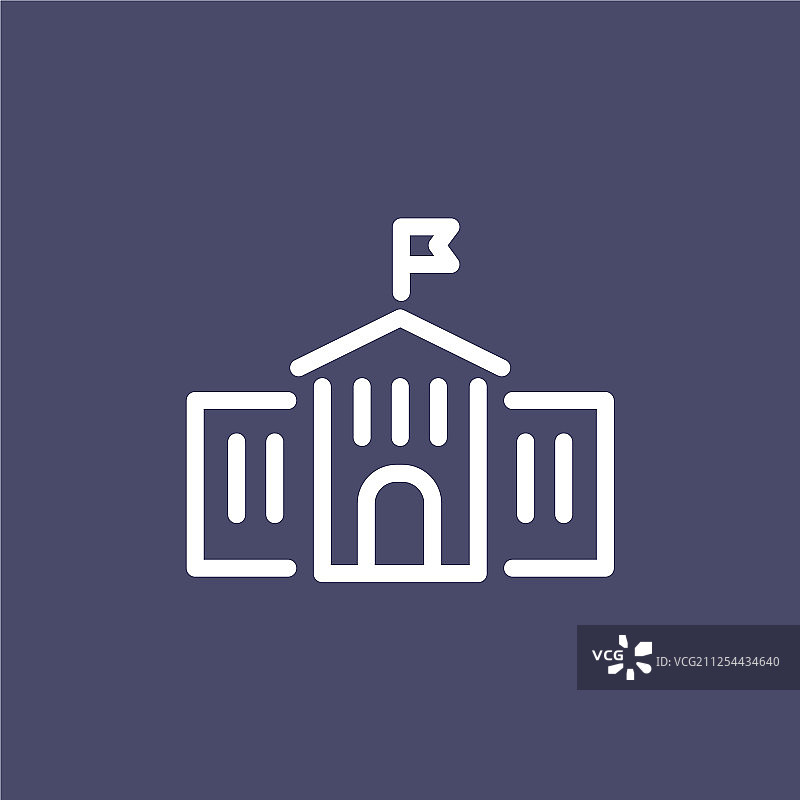 学校建筑图标简约扁平轮廓风格图片素材