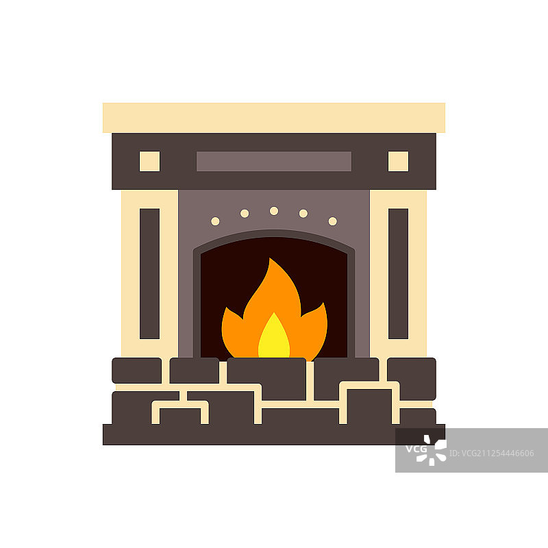 壁炉火焰圣诞节单色图标图片素材