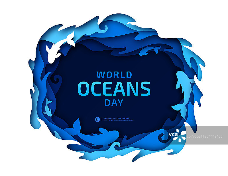 世界海洋日纸艺折纸海浪图片素材