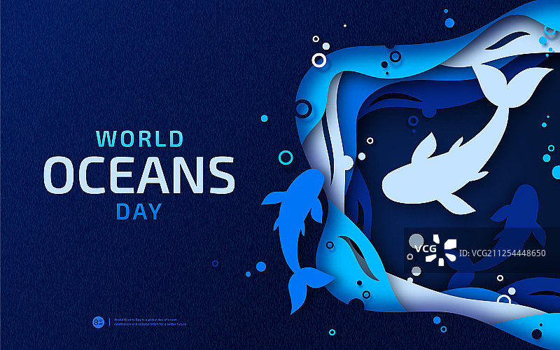 世界海洋日纸艺海浪图片素材