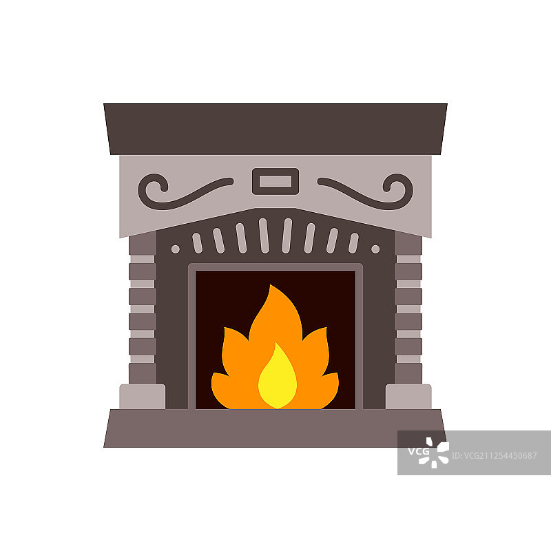 壁炉火焰圣诞节单色图标图片素材