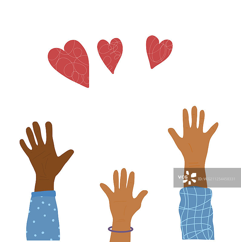 志愿者举手献爱心简约设计图片素材
