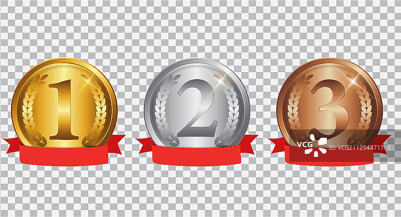红色冠军金银铜牌图片素材