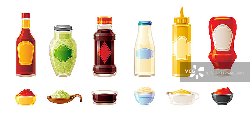 辣椒酱油番茄酱料样机组合图片素材