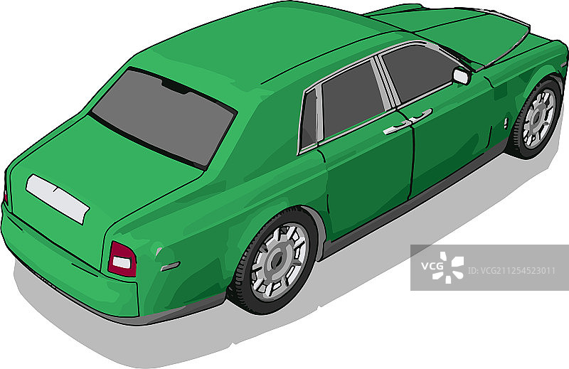 白色背景上的绿色宾利汽车图片素材