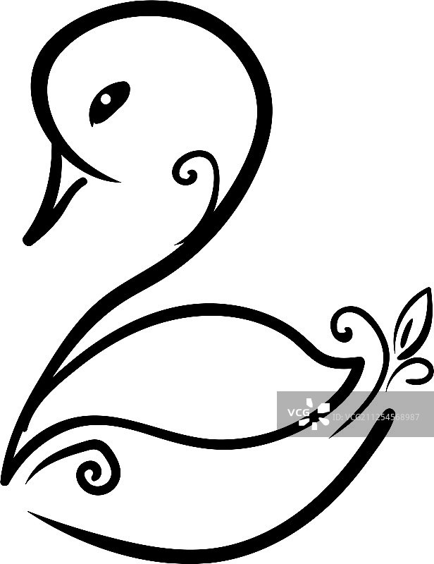 白色背景上的天鹅绘画图片素材