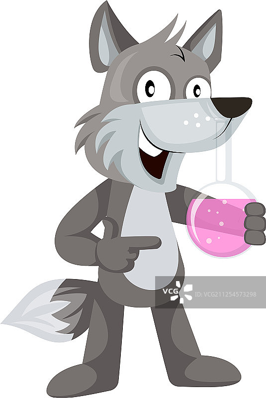 白色背景上的狼与试管图片素材