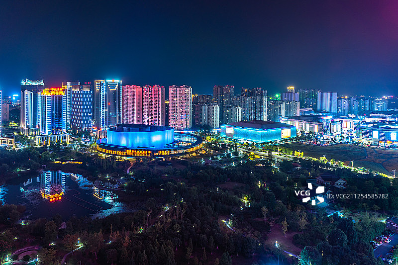 诸暨新城区夜景图片素材