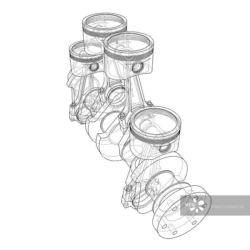 发动机活塞轮廓渲染3D图图片素材